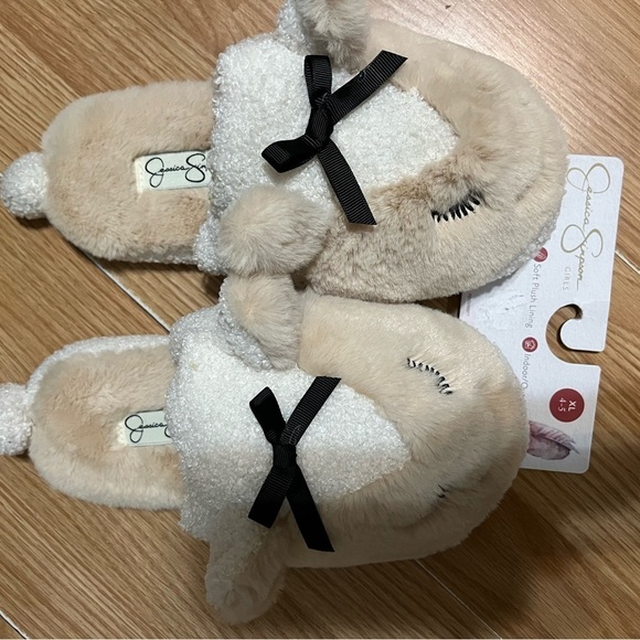 Jessica Simpson Girl's Cute and Cozy Plush Slip on Slippers with Memory Foam - Picture 6 of 8